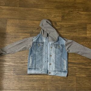 Kids Denim and Gray Hooded Jacket Size Large